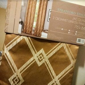 Gold Jacquard Grommet Window Panels